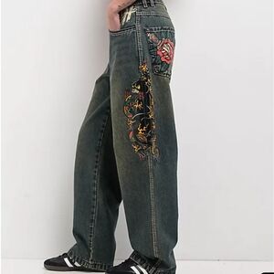 Ninth Hall Idle Envy Cougar Snake Baggy Jeans Size 0